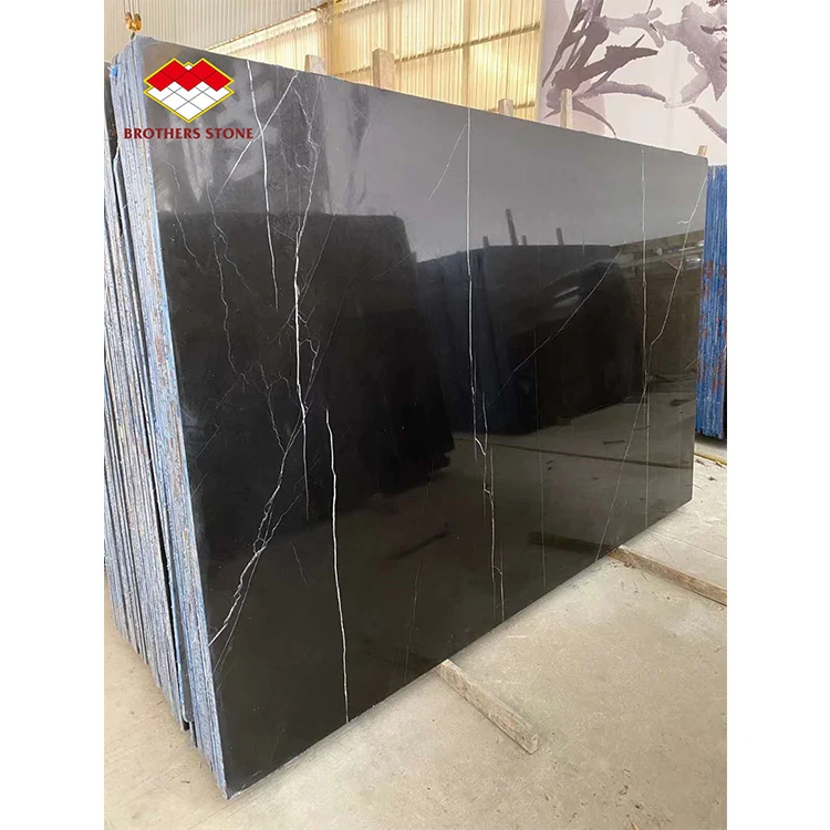 2022 Prefab houses black marble tile Nero Marquina marble Black marble