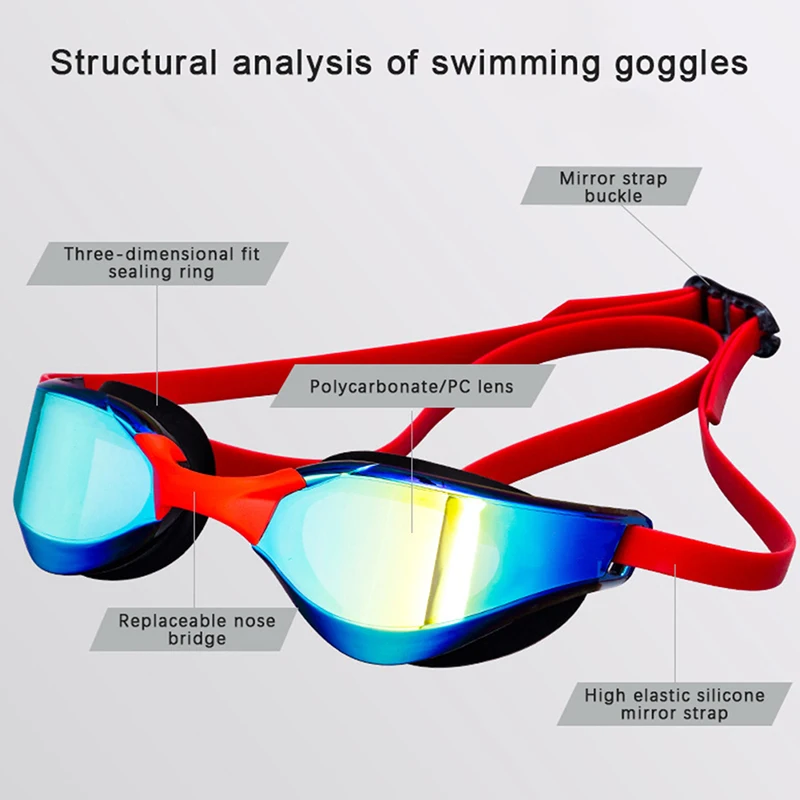 AMZ Hot Silicone Professional Waterproof Electroplate Anti-fog Swim Glasses UV Men Women Eyewear Swimming Goggles with Case