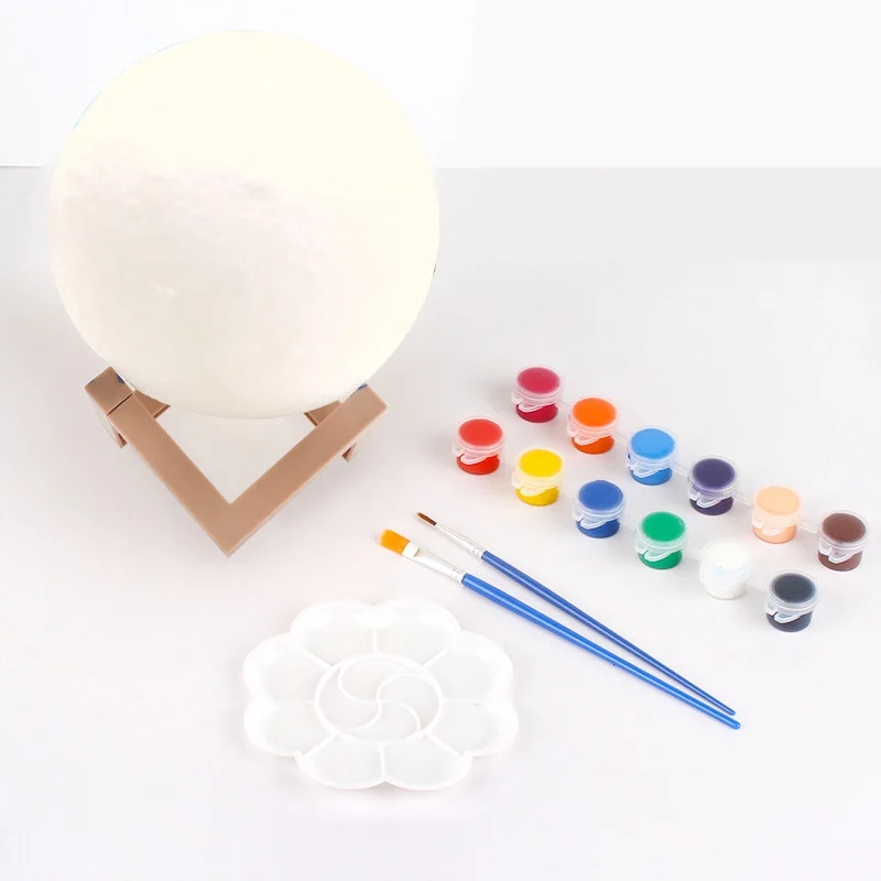 Paint Your Own Moon Lamp Kit Crafts DIY 3D Moon Lamp Galaxy Light Art Supplies for Kids 15cm
