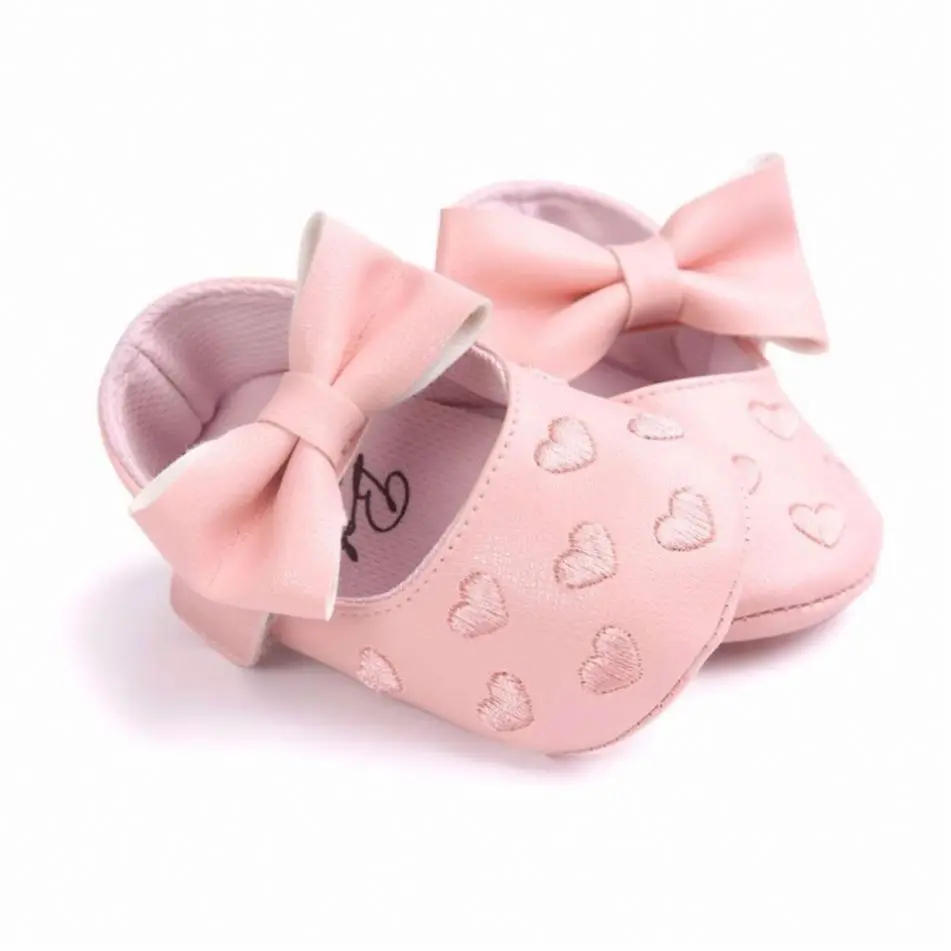 Baby  princess Dress Shoes Sweet Bow Infant Prewalker Soft Sole Pu Baby Girls Shoes T1113