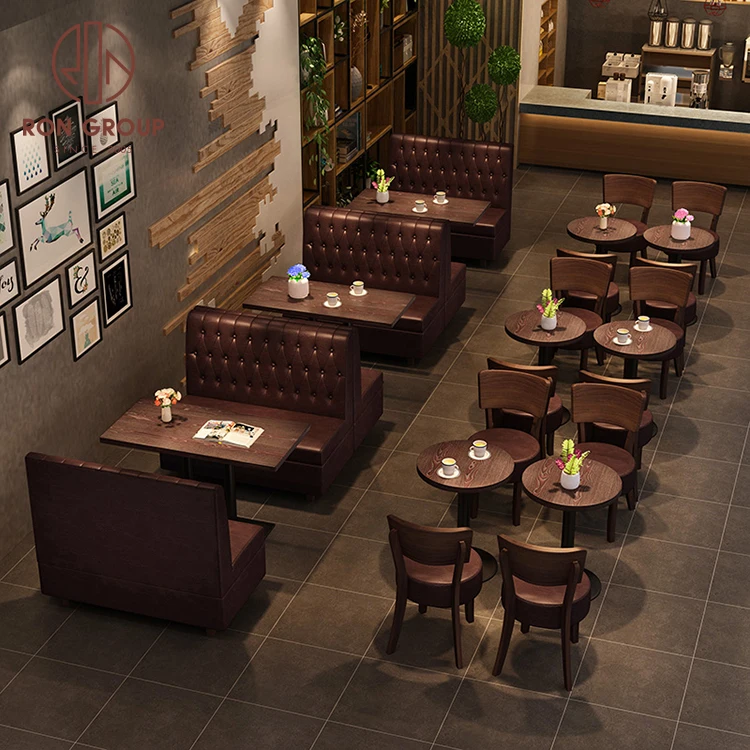 modern design coffee shop leather booths seat dining table cafe bench seating fast food chair restaurant furniture set
