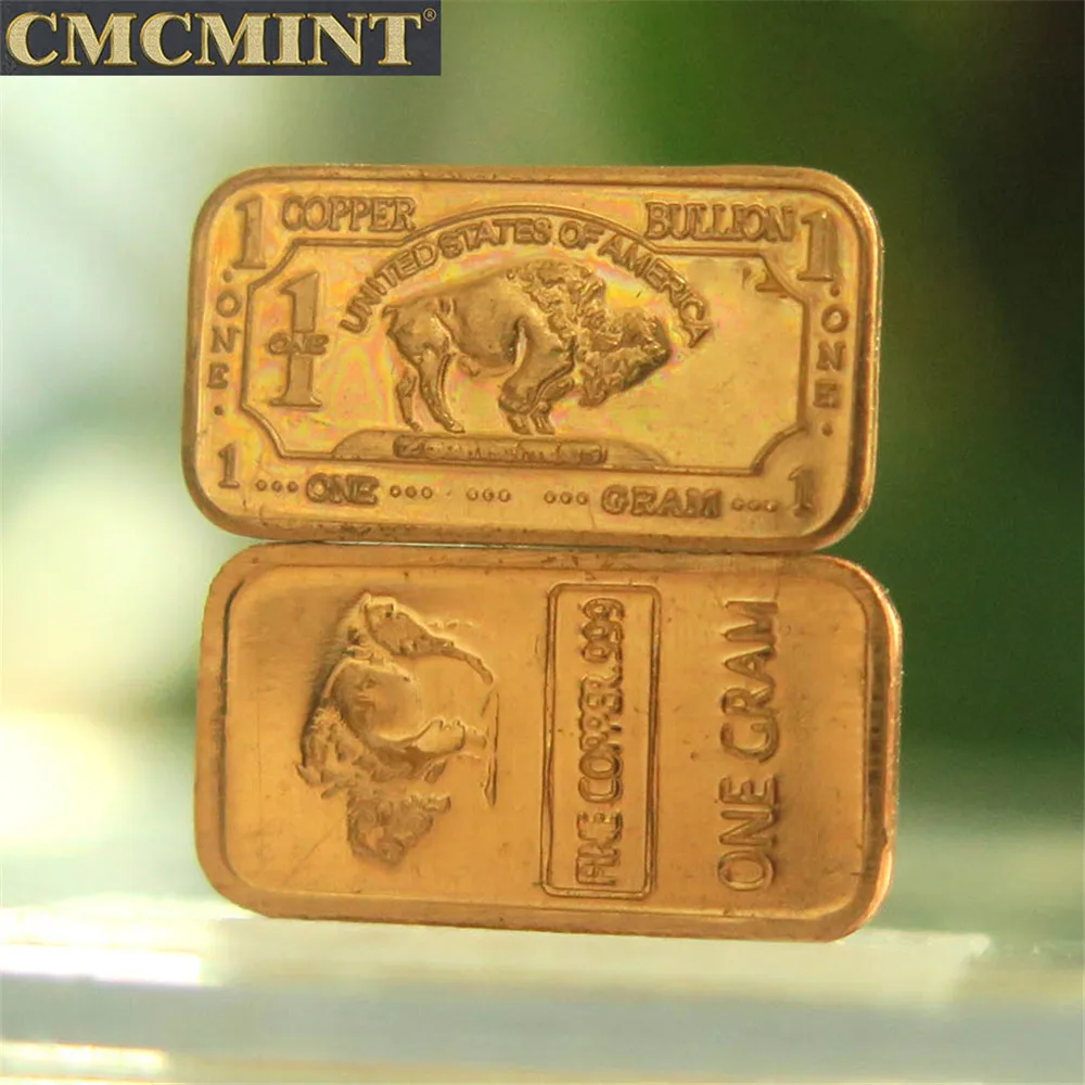 Медные слитки для продажи старые медные 1 г 999 тонкая медная балка буйвола из чистой меди A111