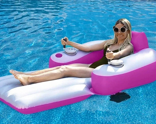 Luxury Floating Pool Lounger motorized water float pool lounger with Beverage Holders