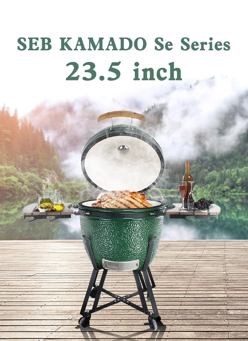 KAMADO GRILL 23.5 inch Green Egg BBQ Charcoal Grill Smoker Ceramic Grills Outdoor
