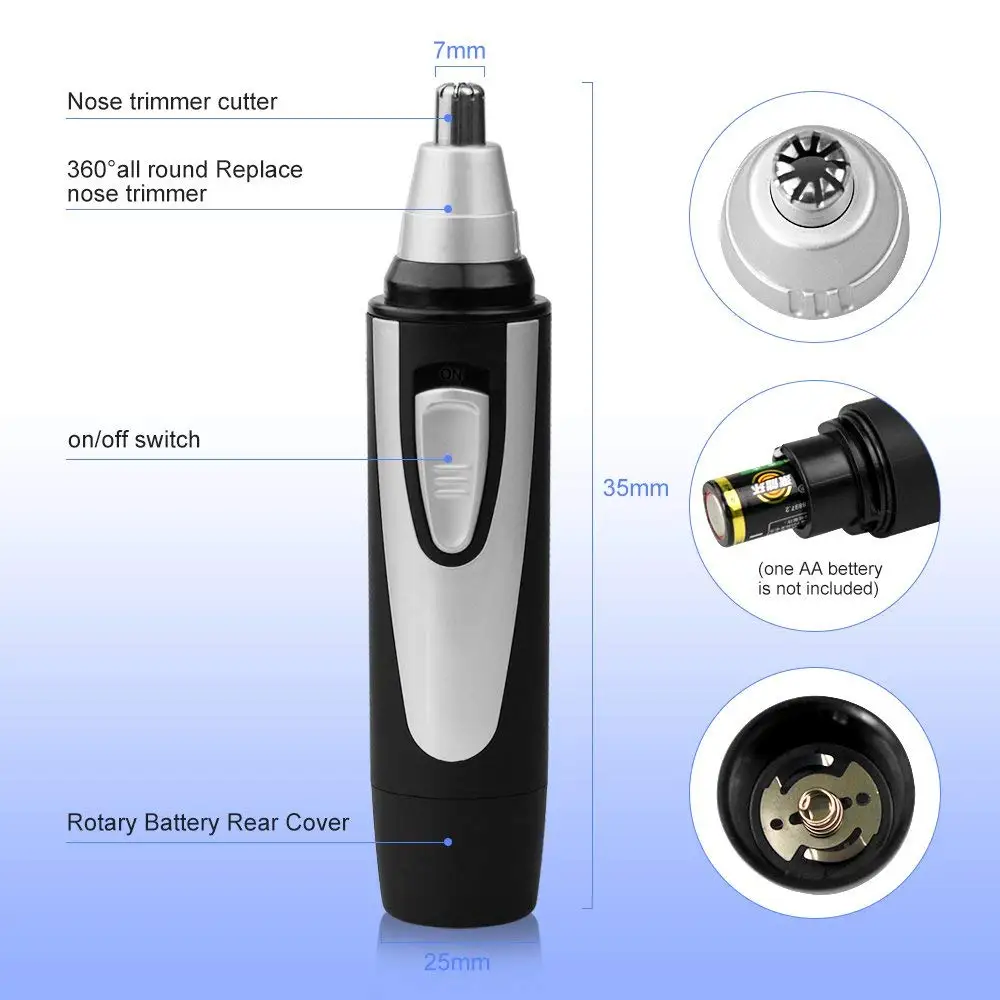 Professional 2 In 1 Nose Hair Remover, Electric Rechargeable Facial Ear And Nose Hair Trimmer For Men