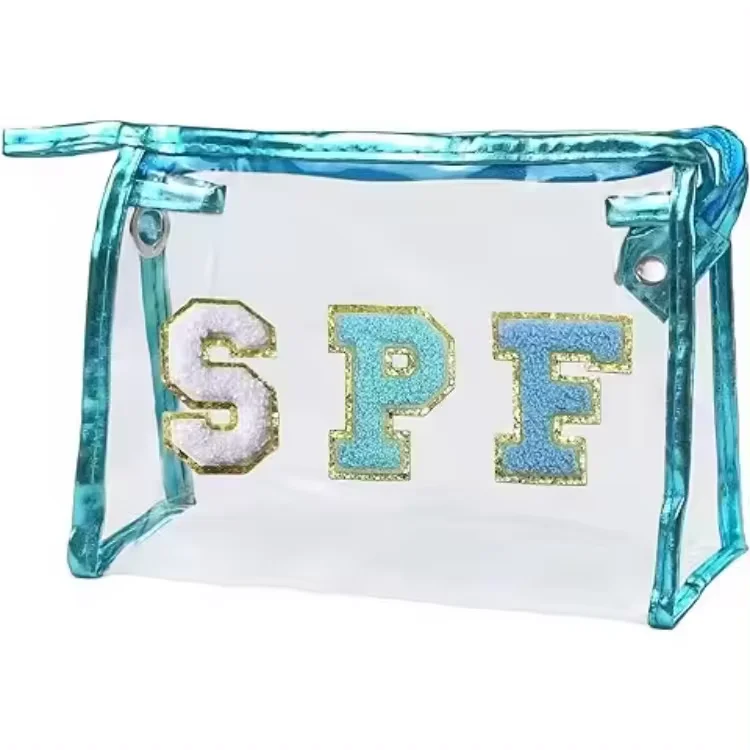 Custom Brush Cosmetic Makeup Bags Trip Zipper Pool Beach Pvc Clear Sunscreen Storage Bag