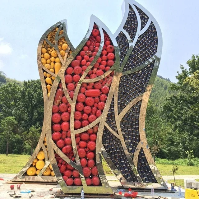 Modern Large Colorful Stainless Steel Sculpture Landscape Decoration Metal Yard Art