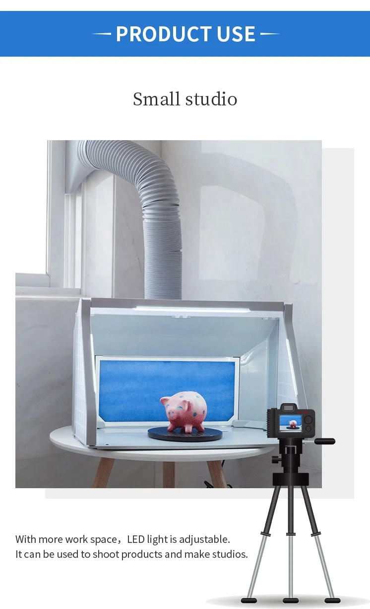 Airbrush Lighted Portable Hobby Airbrush Spray Booth With LED Lighting for Painting All Art Cake Craft Hobby