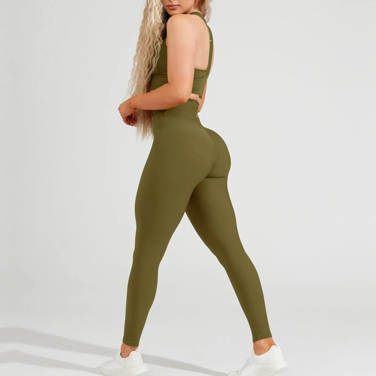 Фабричная ребристая Спортивная бесшовная одежда для активного отдыха тренировок йоги тренажерного зала фитнеса женщин Китай