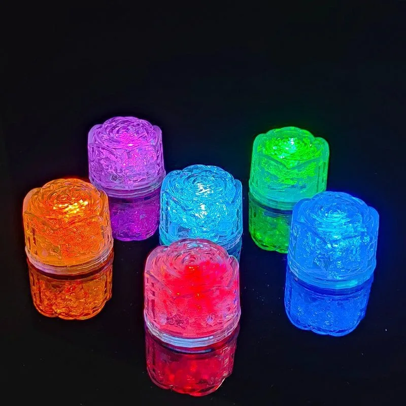 Water activated Party bar nightclub Multi Color Plastic Led Ice Rose Light-Up Party Flashing Glow Ice Rose For party