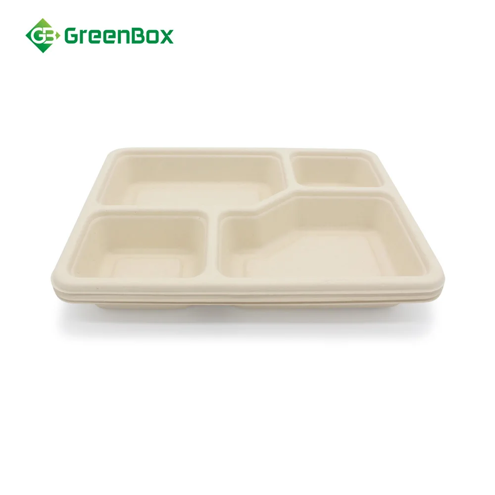 Proper Price Top Quality Eco Friendly Disposable Bamboo Fiber Divided Meal Serving Tray