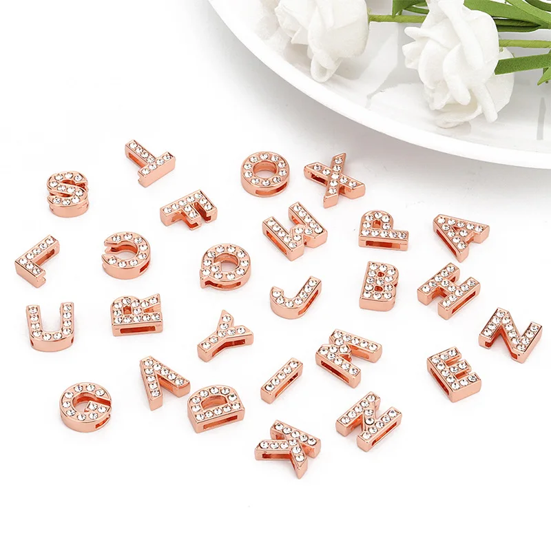 Personality Diy Adjustable Zircon Alphabet Watchband Bracelets Stainless Steel 26 Initial Letter Custom Bracelet For Mom Gift