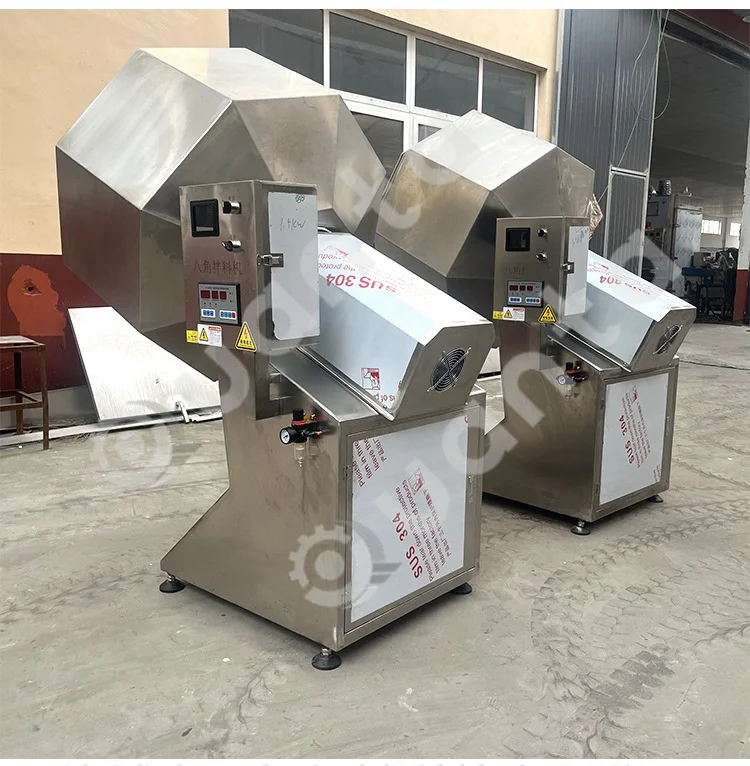 Octagonal Drum Peanut Puffed Corn Flavoring Coating Snack Food Potato Chips Seasoning Mixing Machine