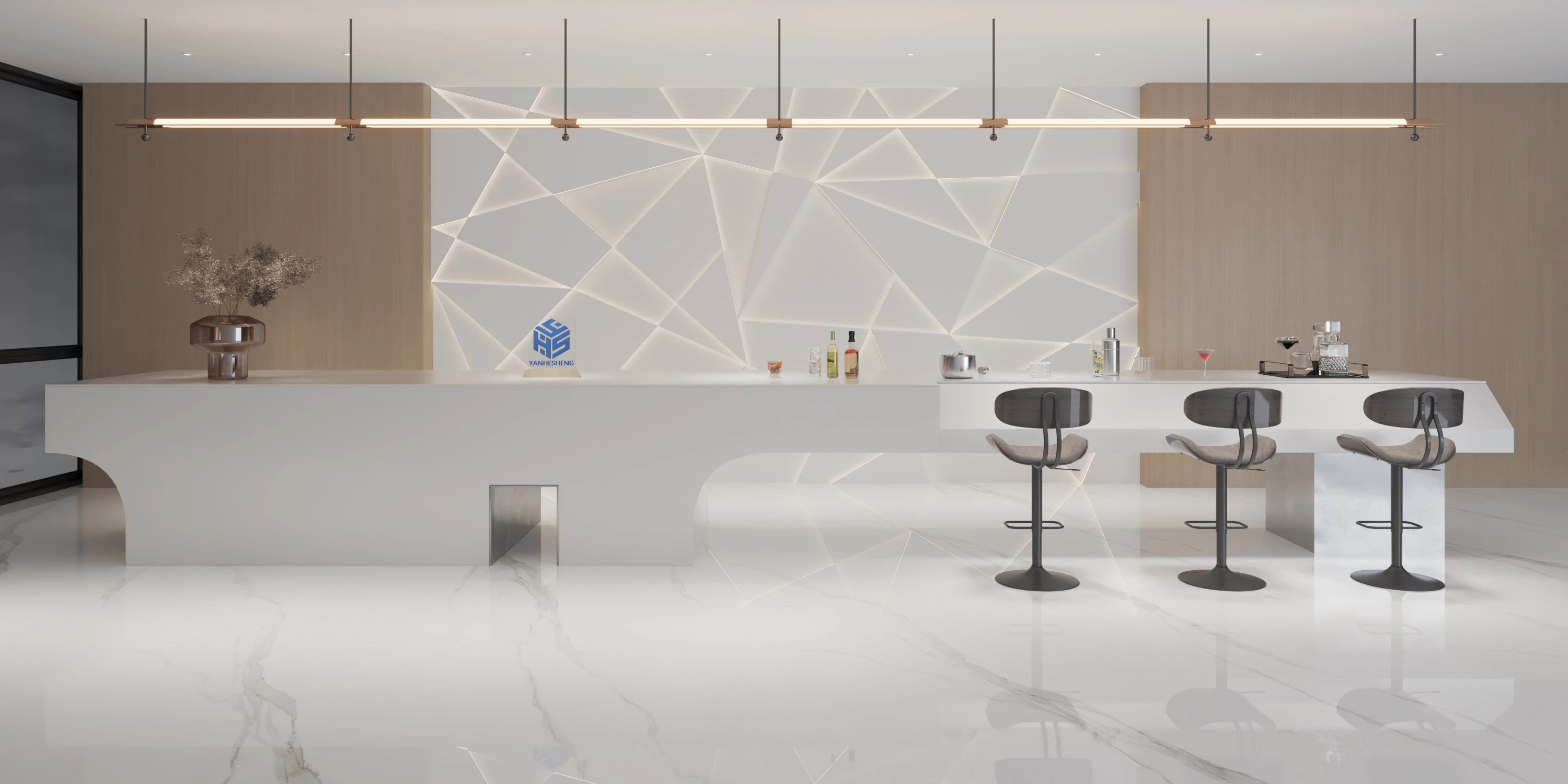 YHS restaurant kitchen kitchen tools gadgets product sliver design custom 5meter modern pendant appliances table kitchen island