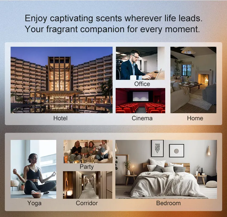 Wholesale ODM App Controlled Elegant Round Portable Aromatherapy Oil Diffuser USB Home Hotel Scent Tower