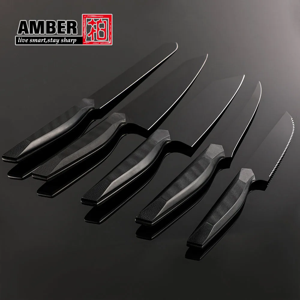 Professional Black Titanium Nitrate Coated 440C High Carbon Steel Stainless Steel Ultra Sharp Kitchen Knife