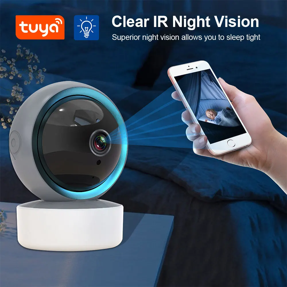 Tuya Wifi Smart 3MP Baby Monitor Night Vision Indoor Mini Home Security CCTV Surveillance Camera Support TF Card PST-F4-3MP
