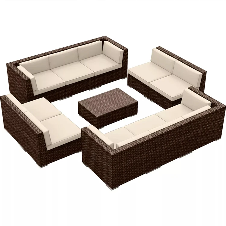 Inexpensive outdoor semicircle sofas rattan wicker patio garden sofa set furniture