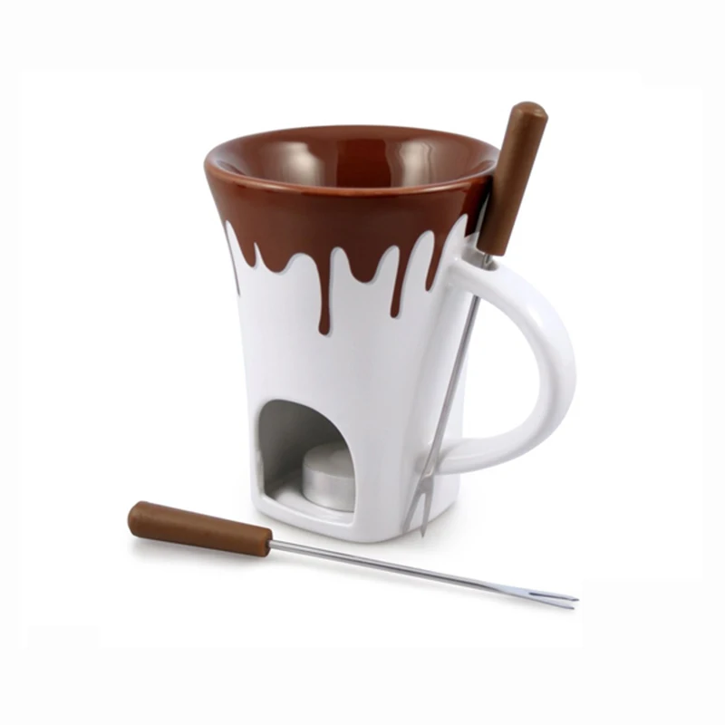 Плавильная керамическая кружка для шоколадного фондю для влюбленных