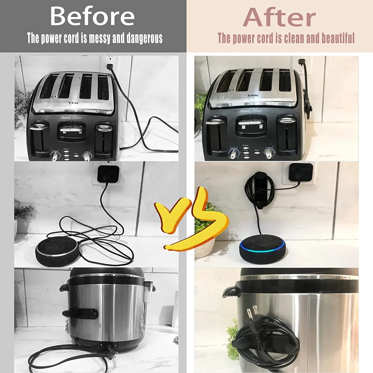 Cord Organizer Used to Stick on Kitchen Appliances,Cord Wrapper for Mixer Blender,Coffee Maker Pressure Cooker And Air Fryer