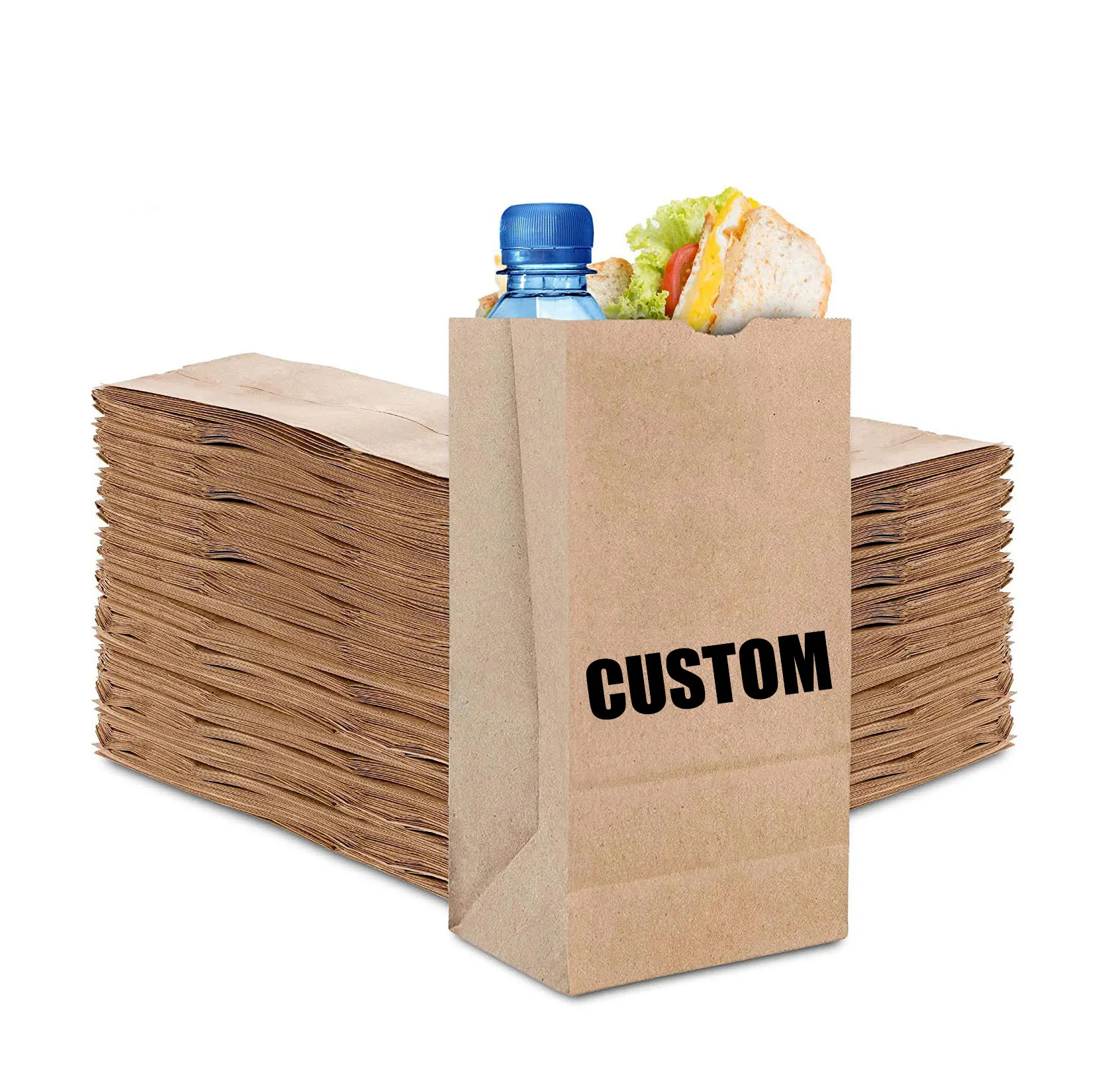 Wholesale Food Grade Food Bag Biodegradable Lunch Milk Tea Takeway Bag Cookie Mochi Egg Tart Donut Paper Bag With Your Own Logo