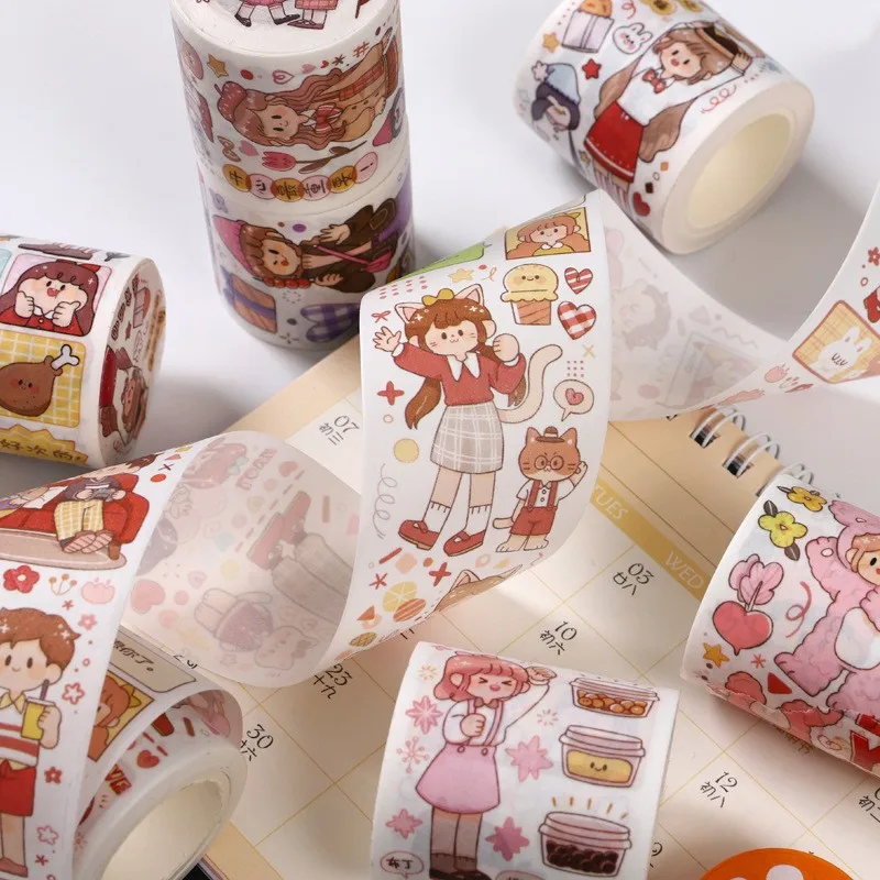 Wholesale characters sweet hand account and paper tape food love wear Korean cute decorative stickers