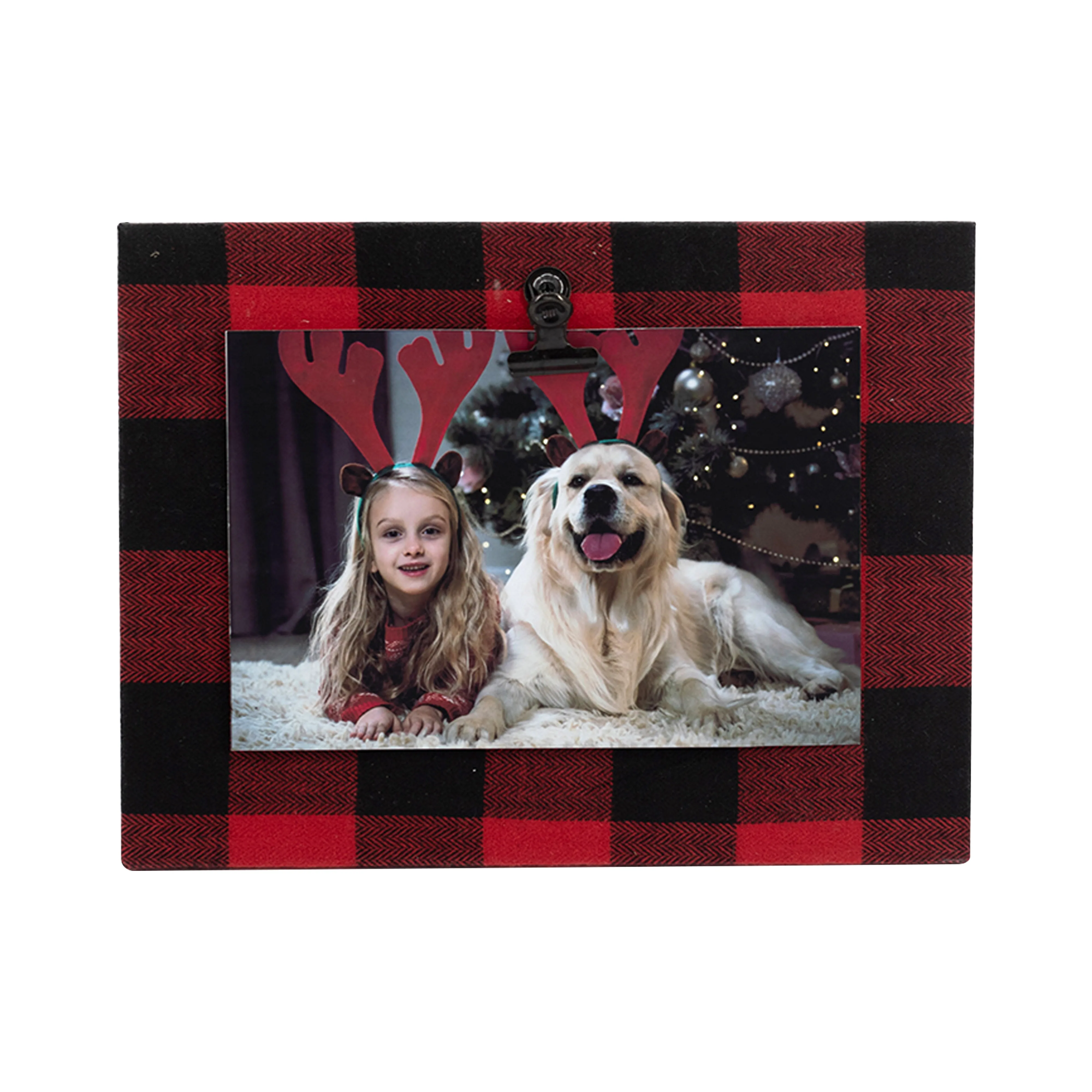 Wholesale Customized Creative 4X6 Black Red Plaid Collage Picture  Photo Frame For Christmas Decoration Supplies