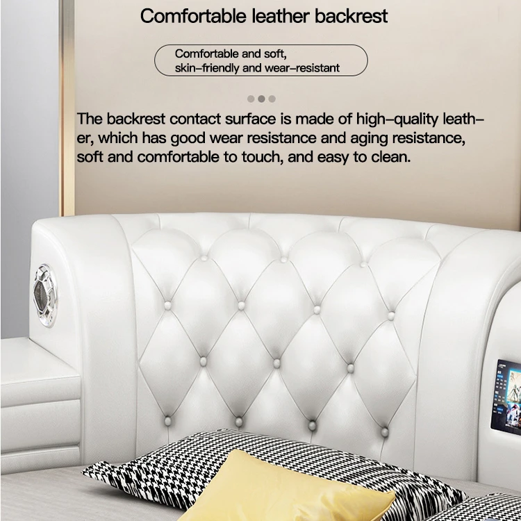 Smart bed with audio massage video simple modern double upholstered bed bedroom furniture smart round bed
