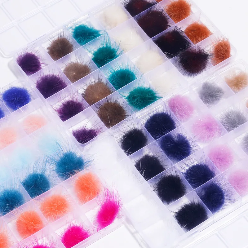 Cute Velvet 24 Grid/Box New Arrival Detachable Magnet Ball Fluffy 3D Puffy Pom Pons Nail Art Poms