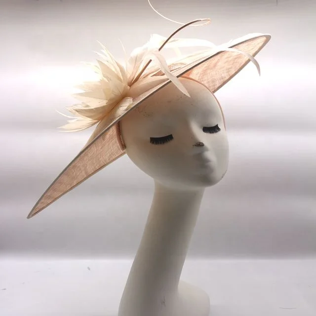 church sinamay feather fascinator hat