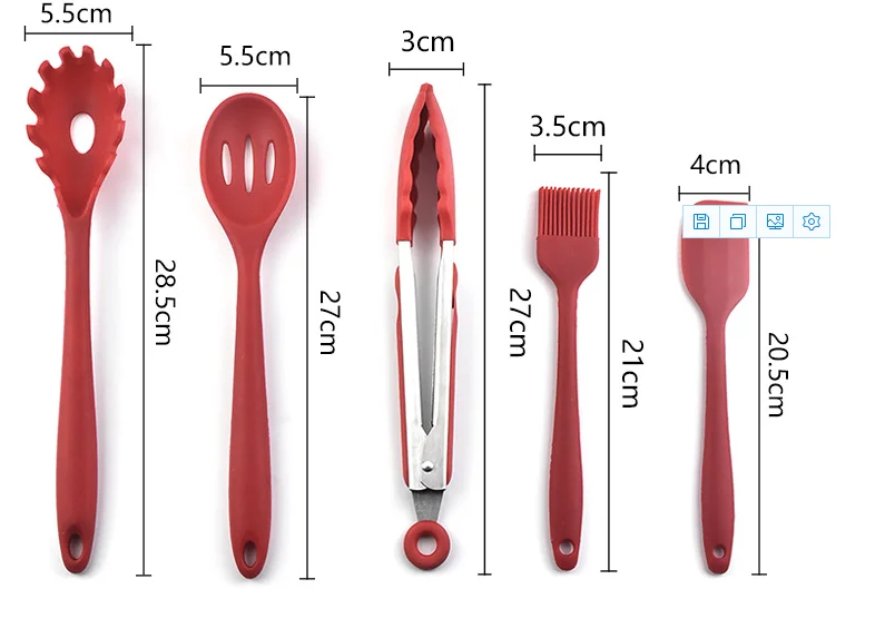 Silica gel kitchenware set environmental protection cooking shovel spoon tool kitchen utensils 10 sets of silica gel kitchenware