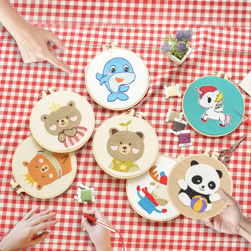 6373 Poke Embroidery Material Pack Cartoon Hand Diy Embroidery Materials Handmade Sewing Ornament For Beginners Decompression
