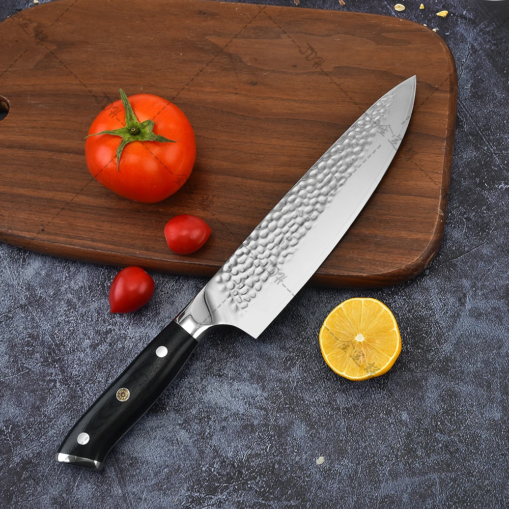 8 inch Chef Knife Damascus Kitchen Knife 67 Layers Damascus Steel with G10 Handle Black