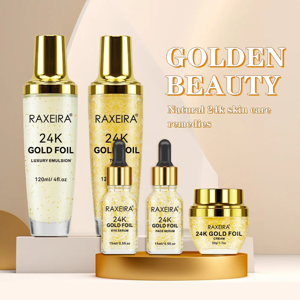 Hot Sale 24K Gold  Anti-aging Skin Care Set Moisturizer Nourishing Serum Cream  Facial Kit 24k Gold Face Serum Set