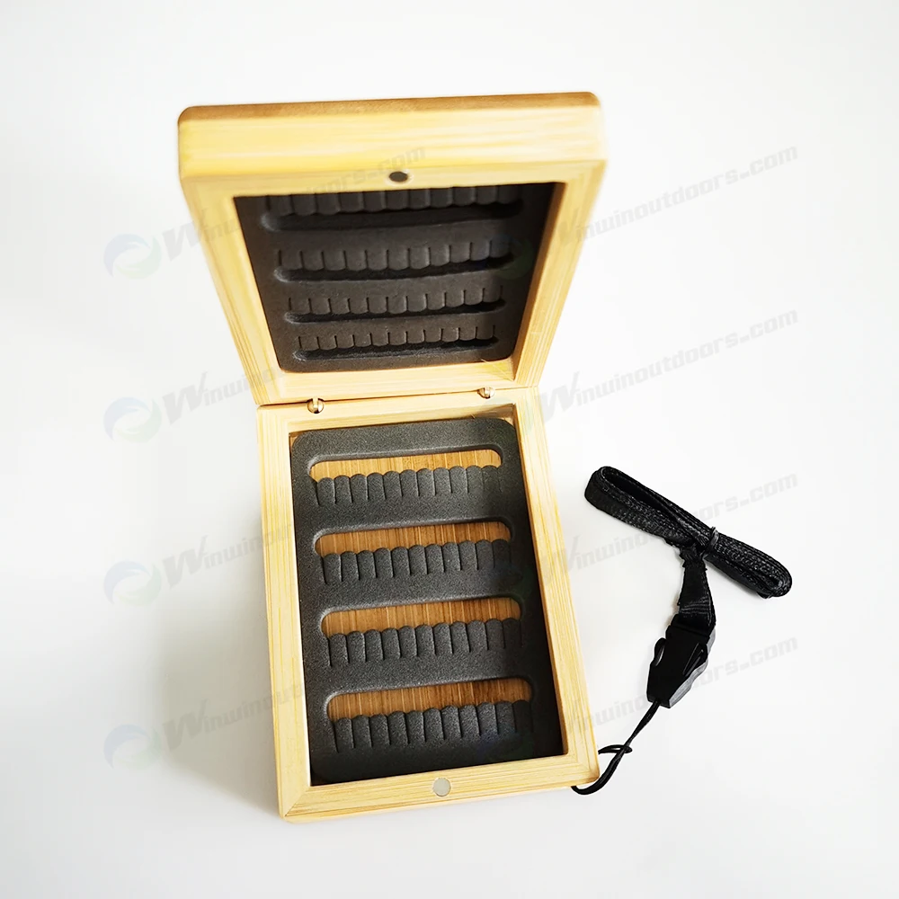High quality low price fly fishing box wood,  customized bamboo fly fishing box