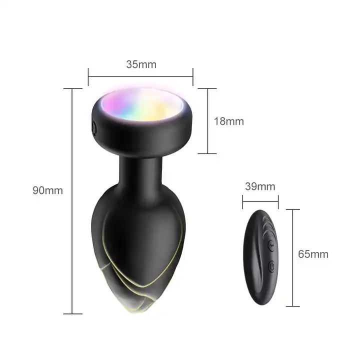 Luminescent Wireless Remote Control Vibrating Anal Plug Masturbation Silicon Anal Plug Led Light Remote Anal Plug For Woman