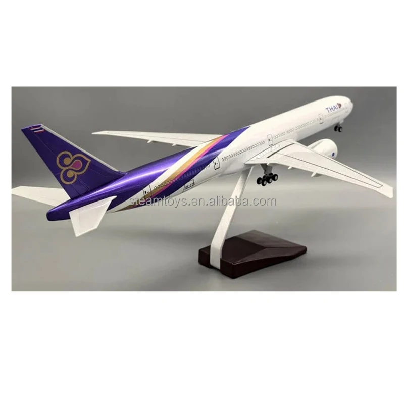 Diecast Aircraft Model B777 Thai Aiways Scale 1/157 Model Plane with LED Light and Landing Gears Accept Custom Logo