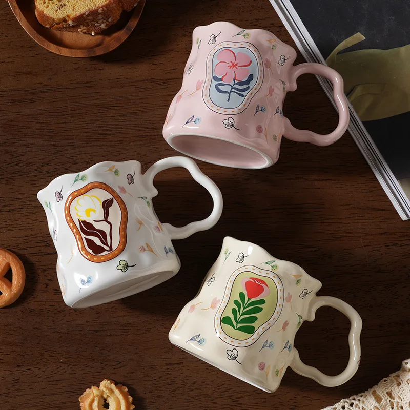 New 380ml Dream flower cluster Ceramic mugs coffee milk cup women flowers tea water cups ceramic coffee milk mug cups