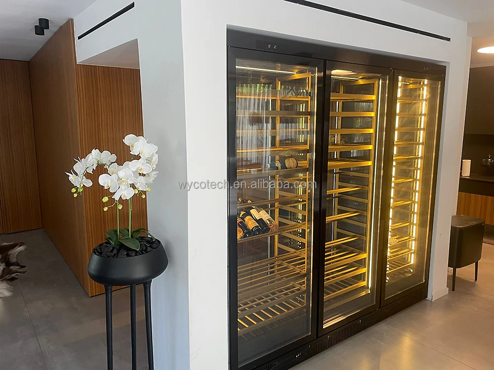 Customized Wine Refrigerator Cabinet for Hotel Restaurant Luxury Large Size Built in Wine Cooler under counter wine fridge