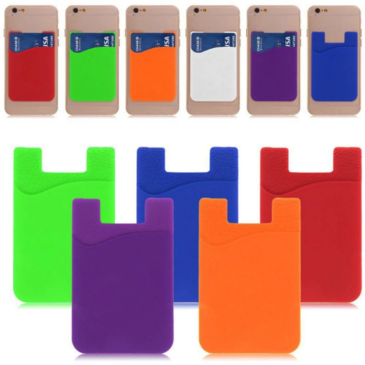 Custom logo Silicone Mobile Phone Card Holder Adhesive Cell Phone Sticker Credit Card Holder