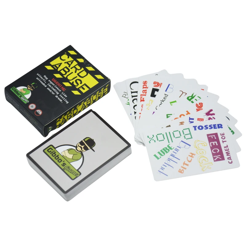 Пользовательские взрослые в повседневной жизни позитивные карты игры колода печать карты злоупотребления колоды карточная игра с коробкой