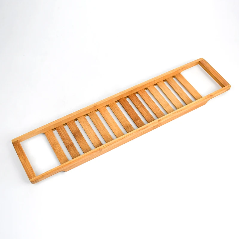 Customized Logo bamboo Bathtub caddy plain tray rack Wood bath tray table board low price wooden bathroom tray for counter