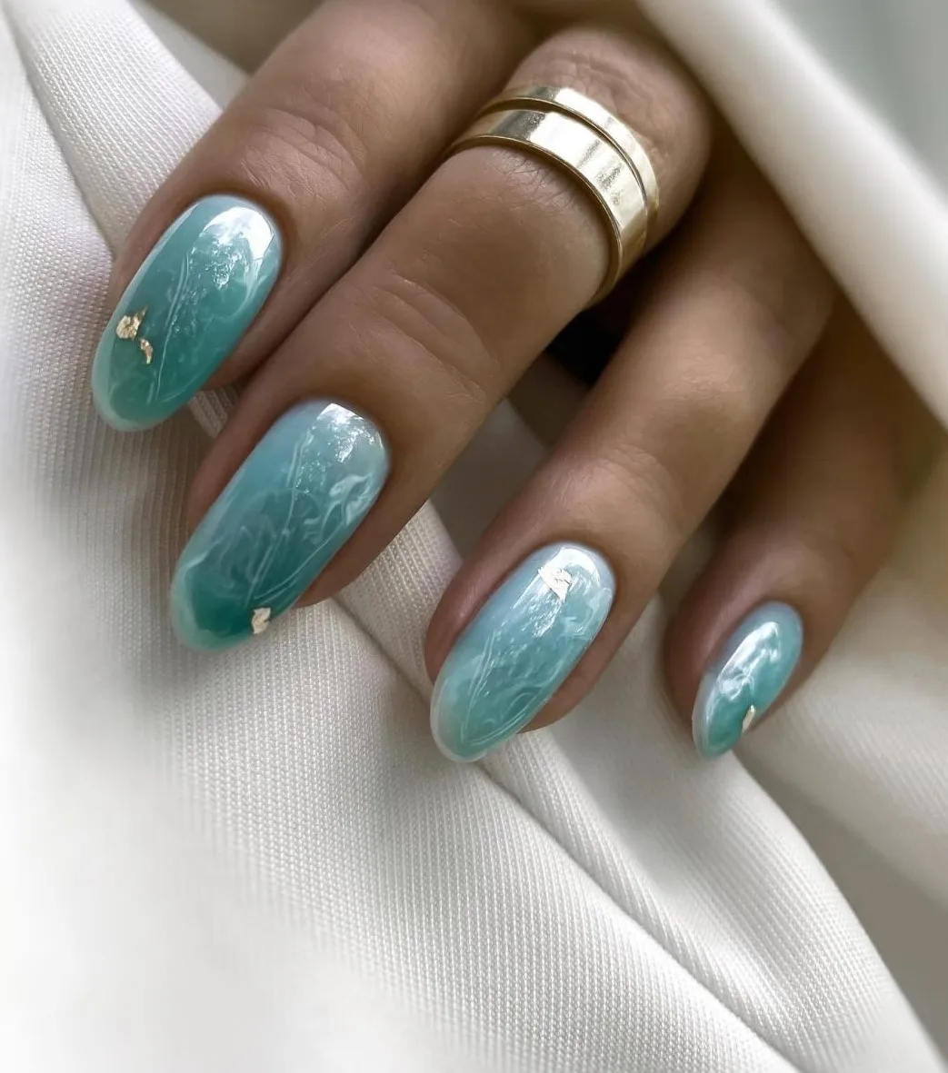 2024New Stunning Turquoise & Teal Nail Designs Press On Nails False Nails