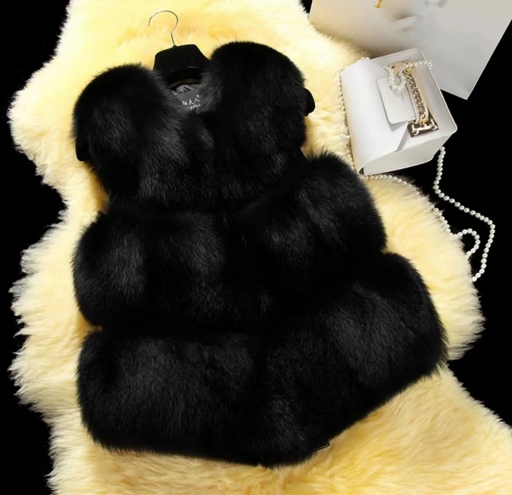 Fox Genuine Fur Vest Women's Winter Gilet Girls Ladies Fashion Fur Waistcoat Coat