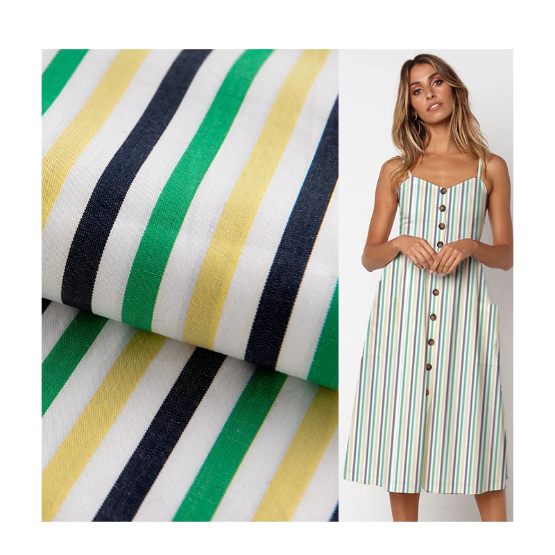 OEM in stock wholesale hot selling yarn-dyed cotton color striped fabrics