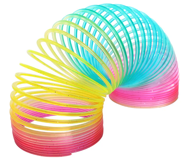 Wholesale  Multicolor Amazon hot selling Magic Educational Game Kids Plastic Spring Rainbow Ring Coil Toy