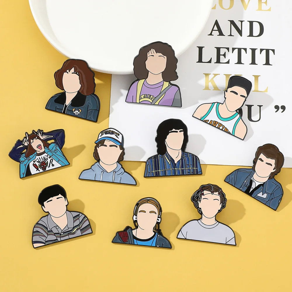 Strange things TV series brooches Hellfire club members characters badge pins