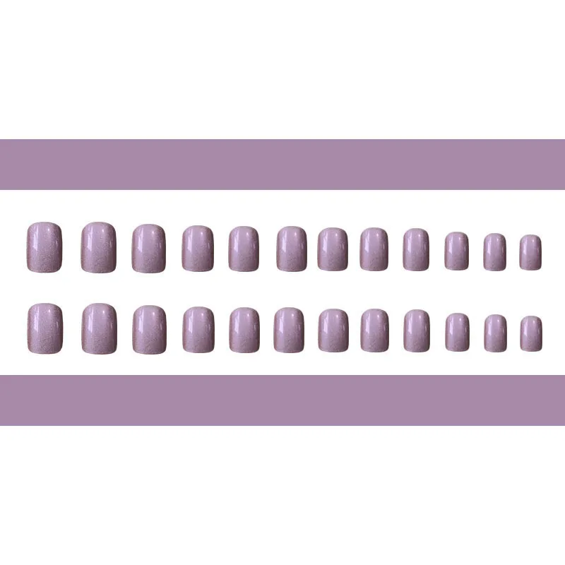 Fakenail  Design 24pcs Purple Short Seamless Soft Fake Nails Products Glamour 2021 Nails Art Press On Nails