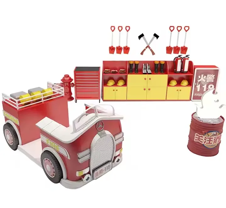 Indoor Playhouse Toy Simulation Fire Station Set Scenario Simulation Fire Fighting and Fire Extinguishing Scenes Equipment