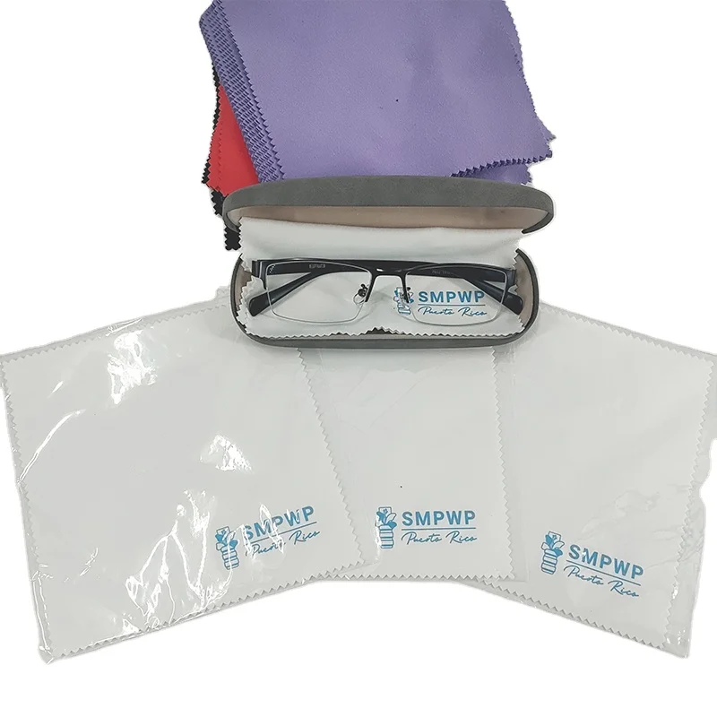Custom Logo 15*15cm Sunglasses Microfiber Cleaning Cloth Soft Glasses Cloth with Silk-screen Printing Microfiber Material